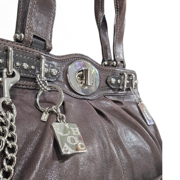 Coach XL Garnet Hobo Chocolate Leather Shoulder Bag w/Wallet & Charm - Picture 2 of 16